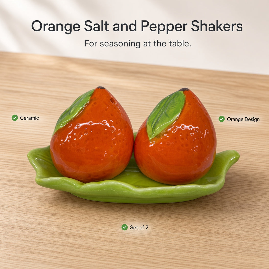 Kitchlux Ceramic Salt and Pepper Shakers - Oranges