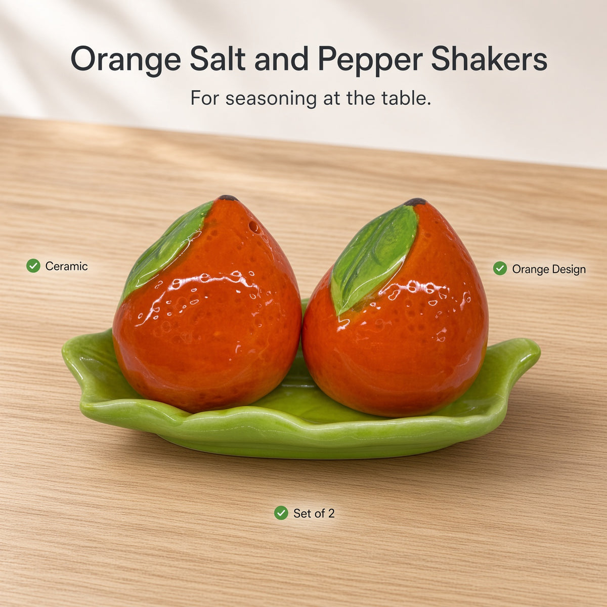 Kitchlux Ceramic Salt and Pepper Shakers - Oranges