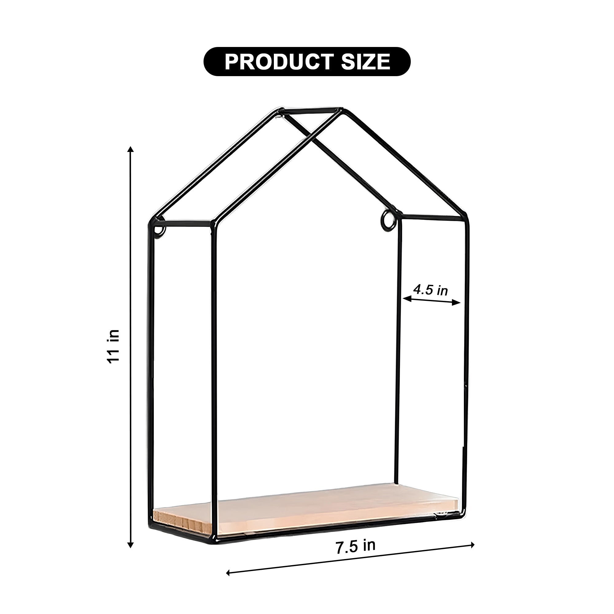 Hut Style Wall Shelf - Single Wooden Layer Style