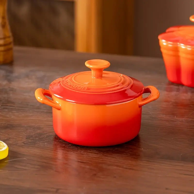 MINI CERAMIC CASSEROLE POT WITH LID | PREMIUM HEAT-RESISTANT SERVING BOWL
