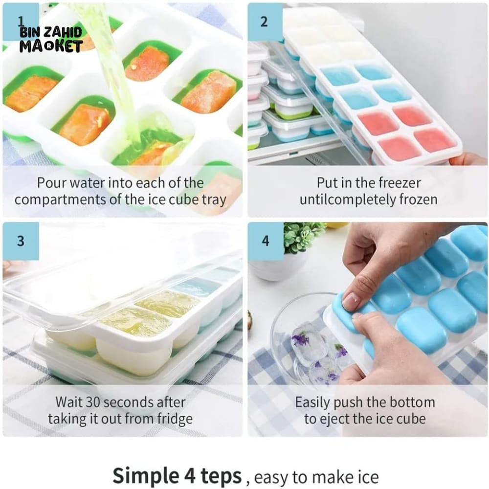 14X GRID ICE CUBE TRAY WITH LID