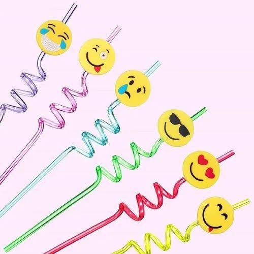 4X PIECES REUSABLE SMILEYS STRAW SET