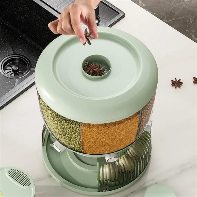 ROTATING GRAIN DISPENSER WITH EGG STORAGE TRAY