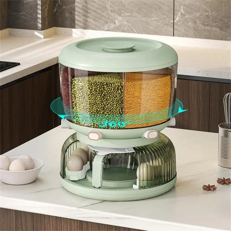 ROTATING GRAIN DISPENSER WITH EGG STORAGE TRAY