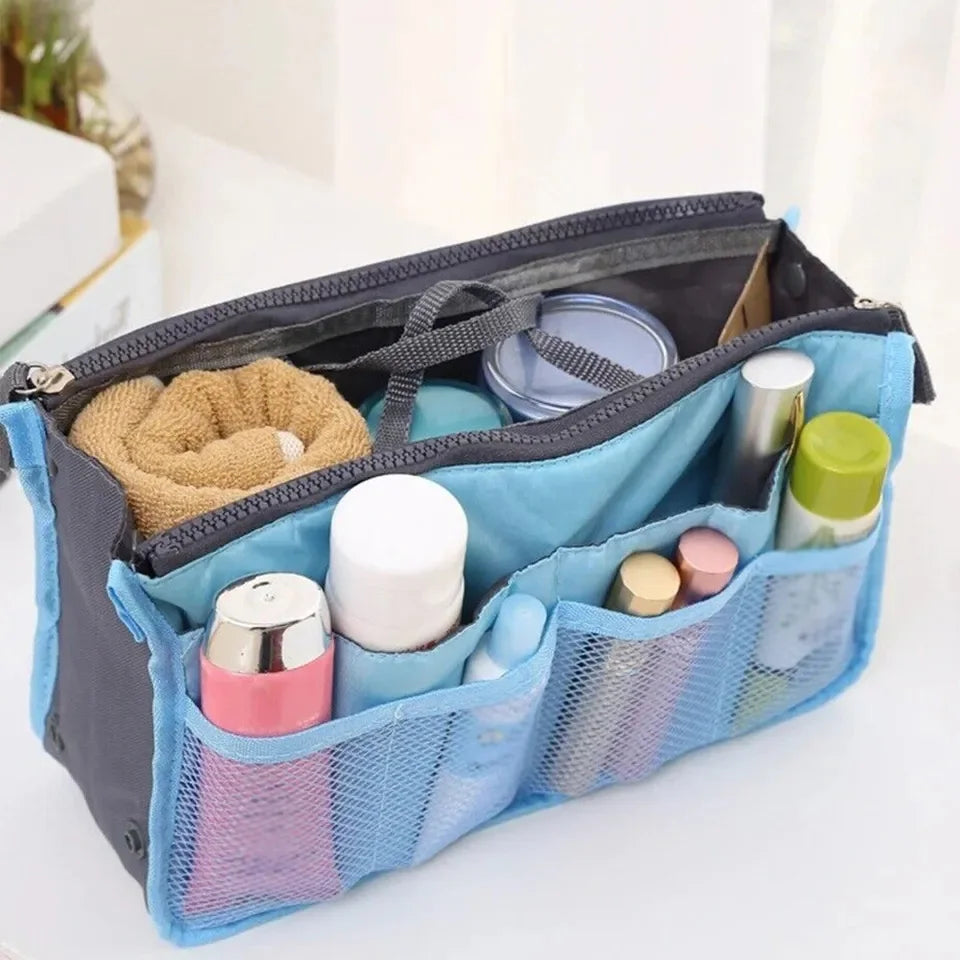 HANDHELD DOUBLE ZIPPER COSMETIC BAG