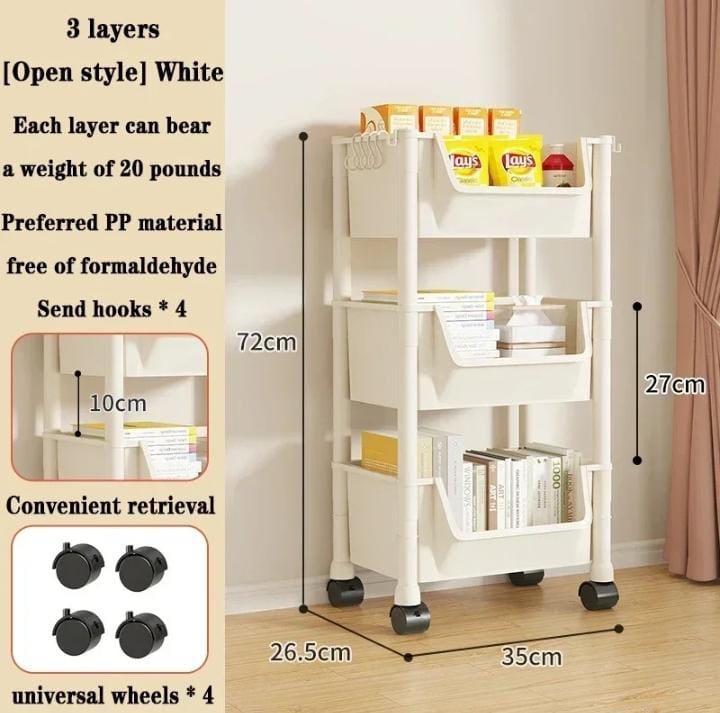 MODERN 3X LAYERS STORAGE CART