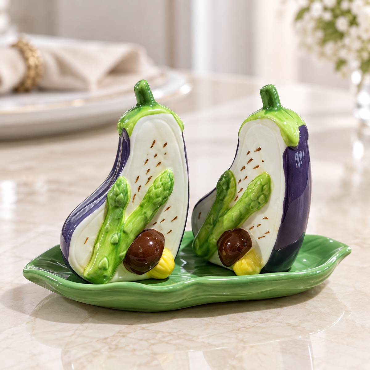 Kitchlux Ceramic Salt and Pepper Shakers - Eggplant