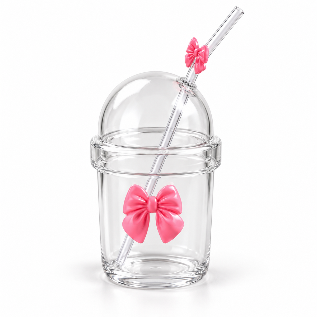 Glasslux Pookie Bow Straw Mug - Pink / 400 ml