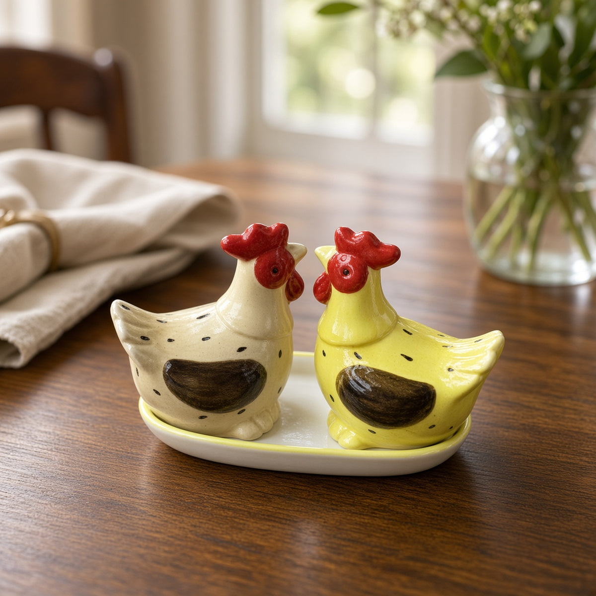 Kitchlux Ceramic Salt and Pepper Shakers - Chicken B&G