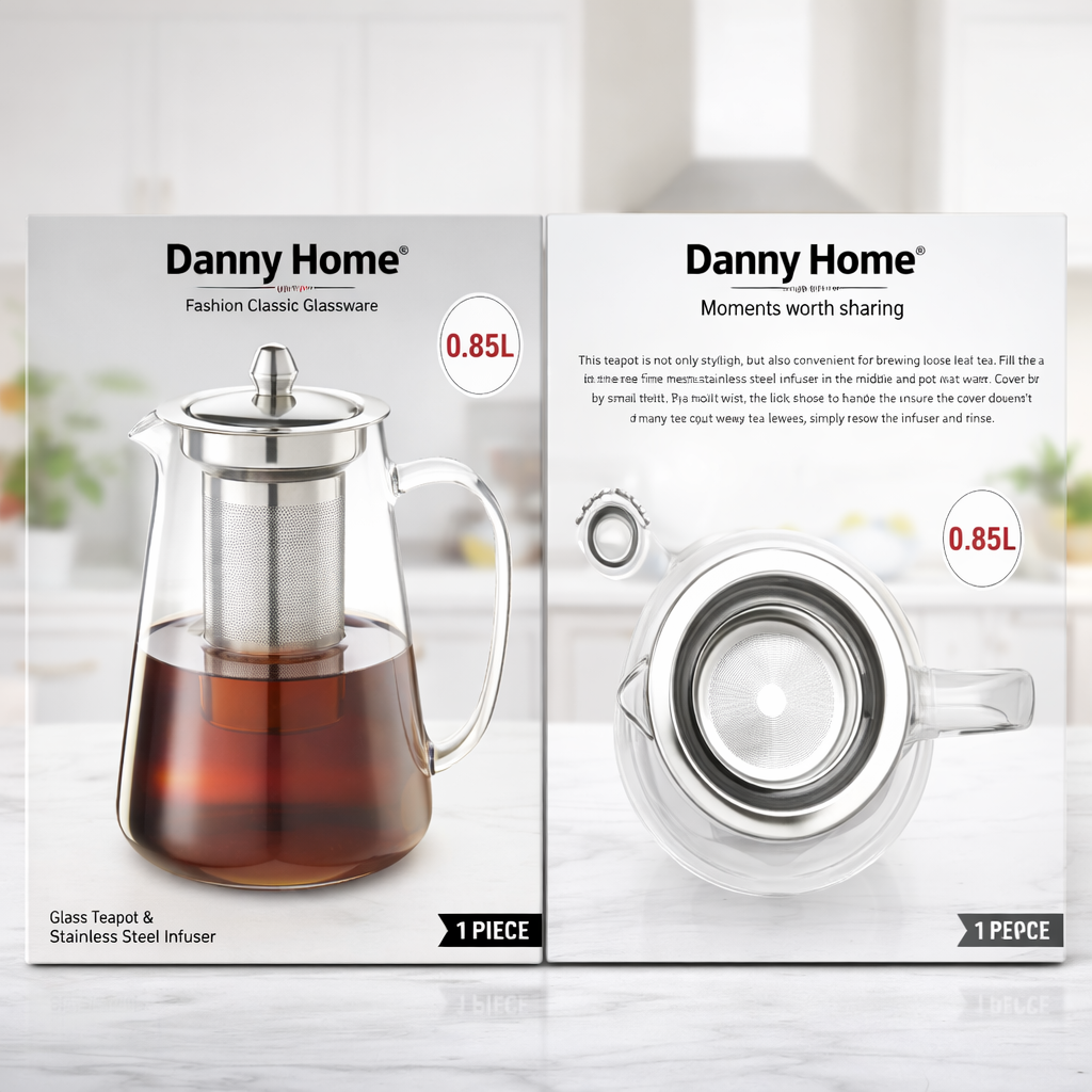 DANNY HOME 0.85L GLASS TEAPOT SS INFUSER - XF031