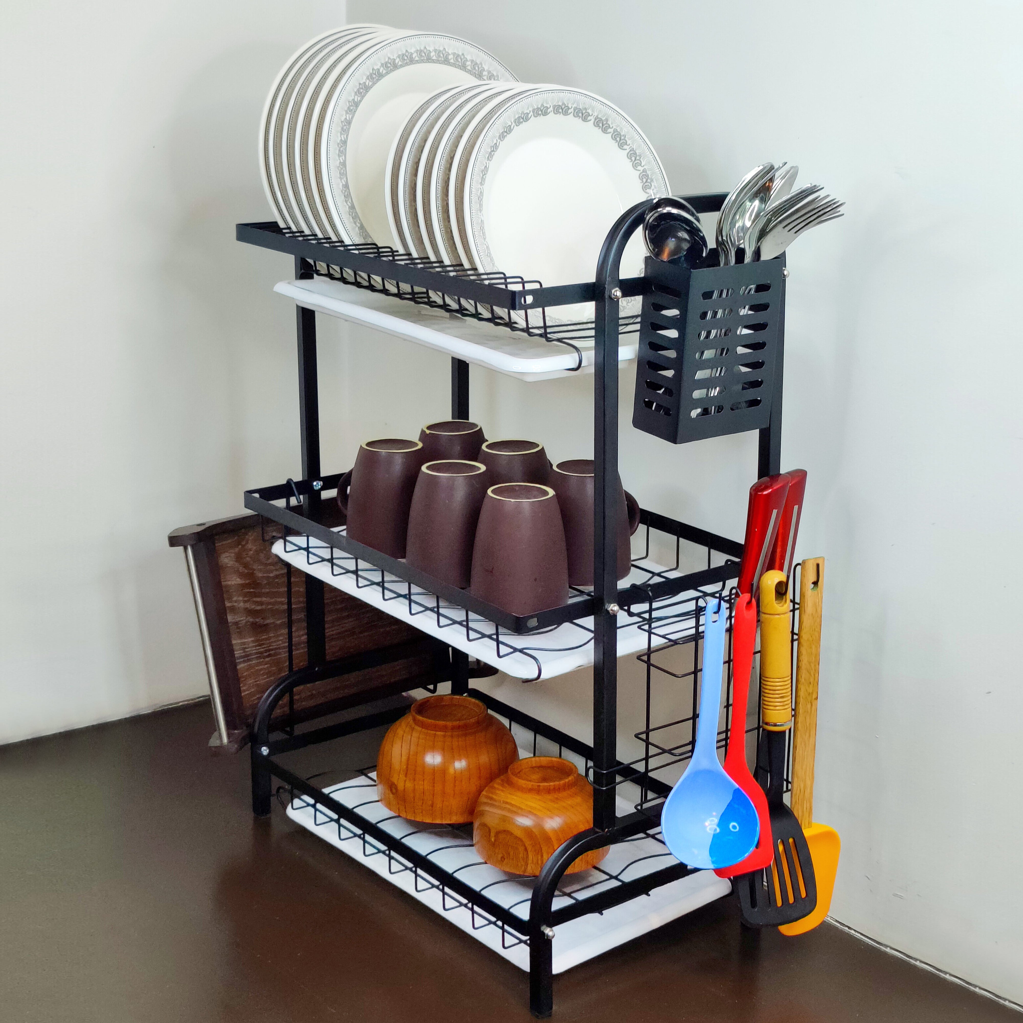 MULTI-TIERED DISH ORGANIZER 3 Layer