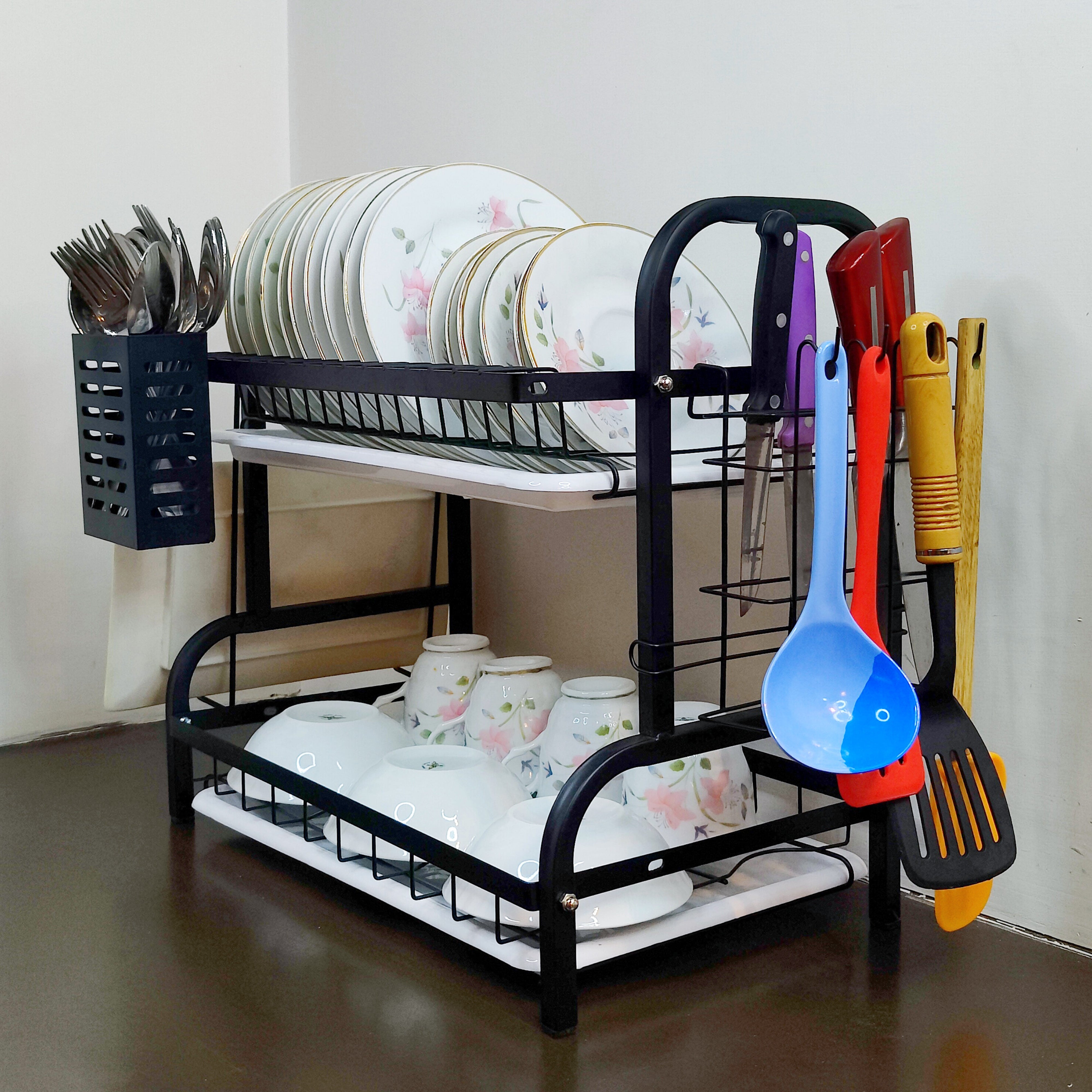 MULTI-TIERED DISH ORGANIZER 2 Layer