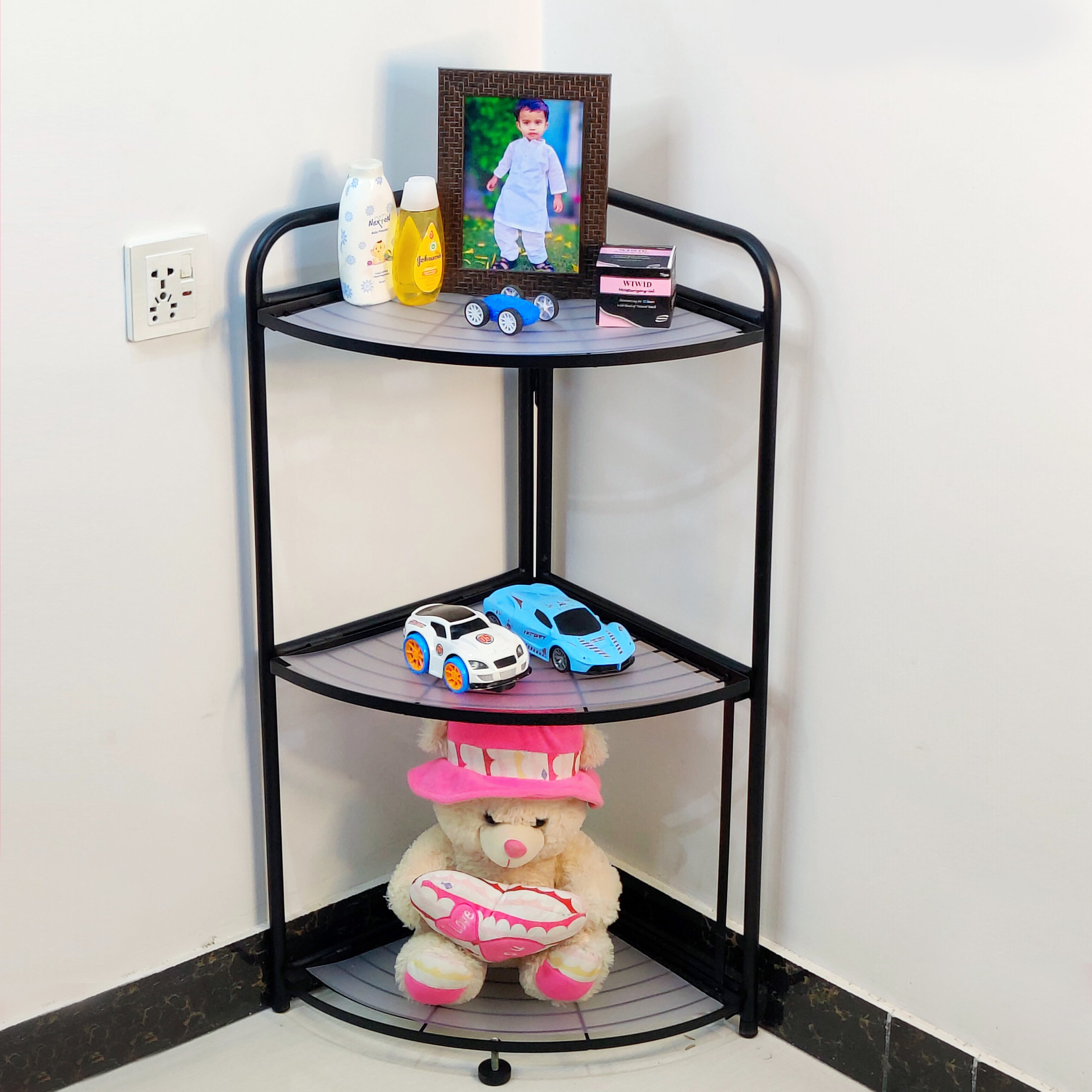 Foldable Corner Shelf with Tripod Base