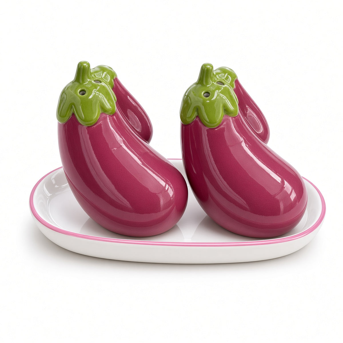 Kitchlux Ceramic Salt and Pepper Shakers - Eggplant Pink