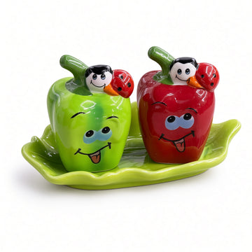 Kitchlux Ceramic Salt and Pepper Shakers - Cartoon Chillies
