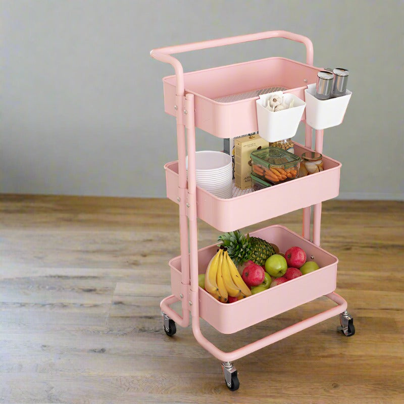 3-TIERS METAL TROLLEY CART WITH WHEELS