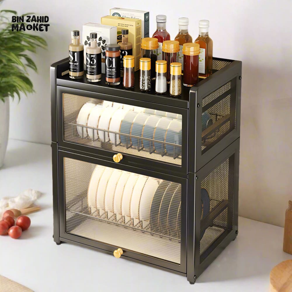 LUXORMOVE DUSTPROOF 2-LAYER MULTIFUNCTIONAL KITCHEN STORAGE RACK