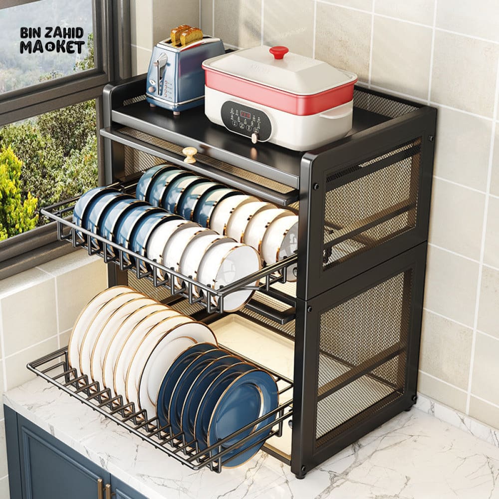 LUXORMOVE DUSTPROOF 2-LAYER MULTIFUNCTIONAL KITCHEN STORAGE RACK
