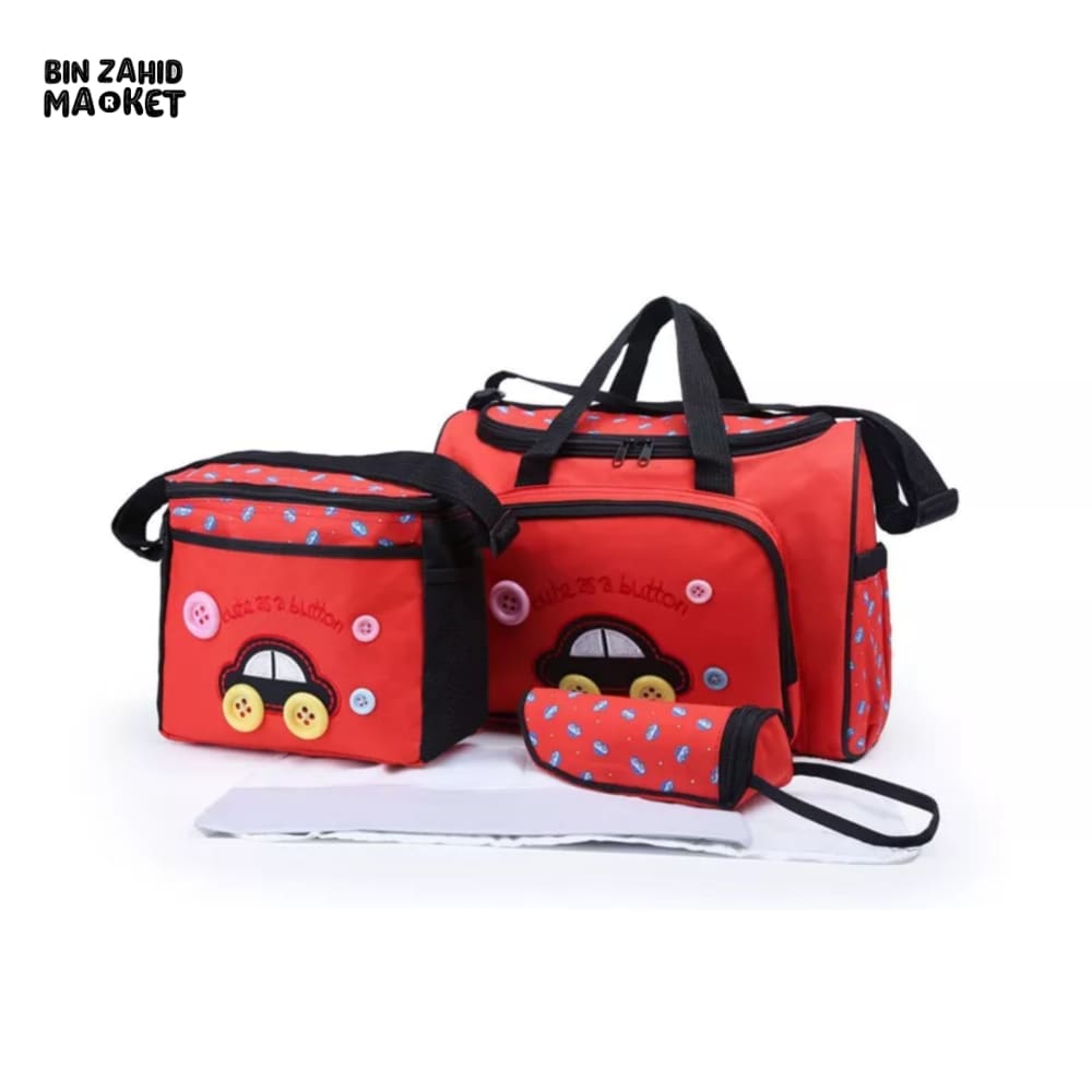 BABY 4-PIECES CAR & BUTTONS DIAPER BAG