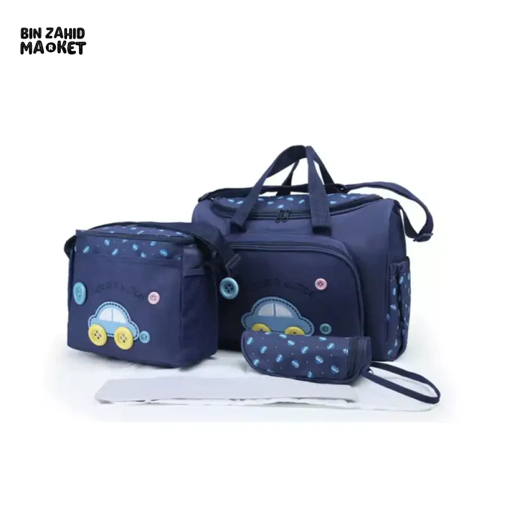 BABY 4-PIECES CAR & BUTTONS DIAPER BAG Navy