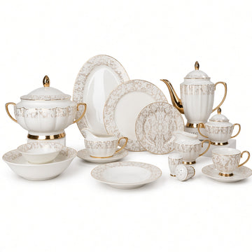 Johnson Bros Inspired Gold Dotted Trims Bone China Dinner Set