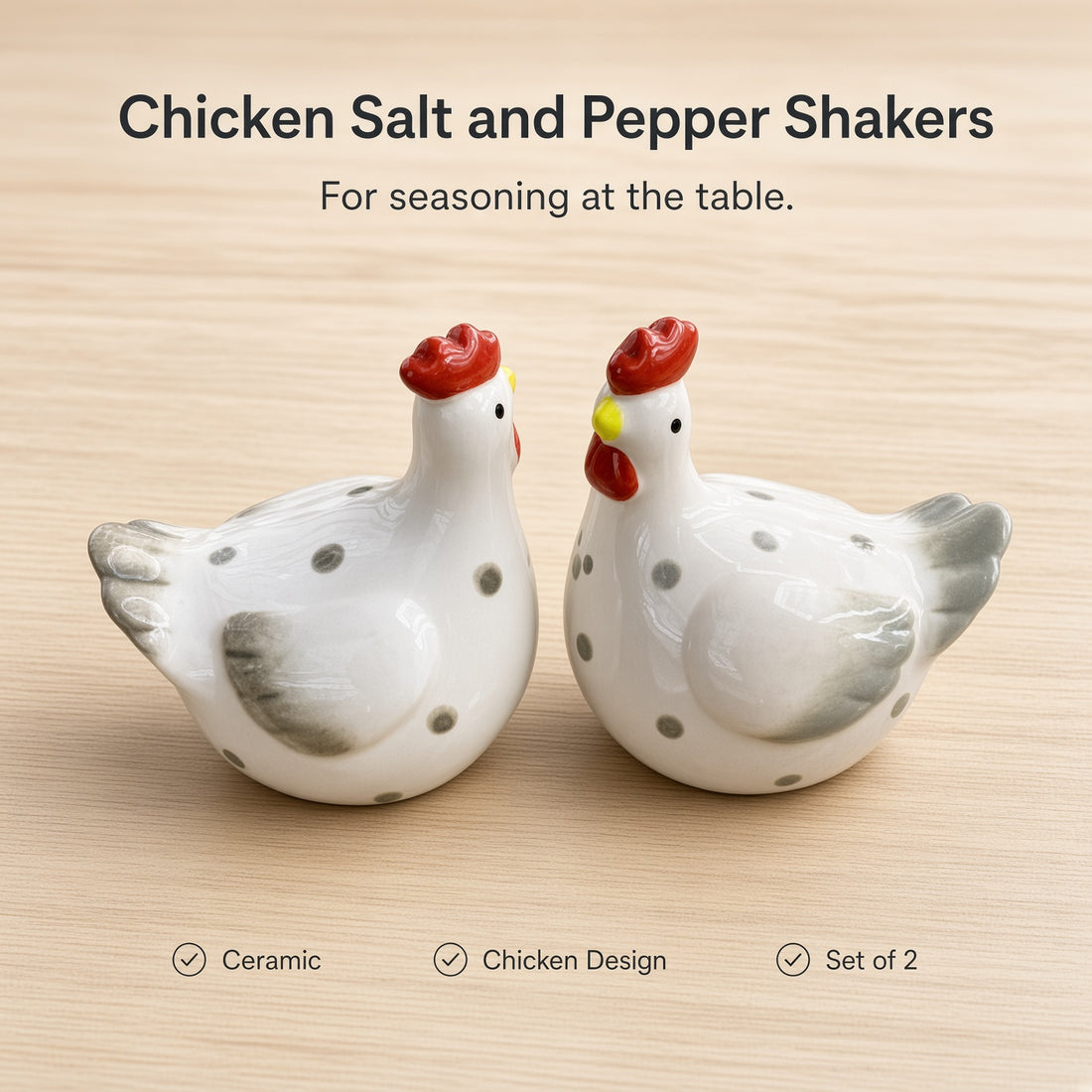 Kitchlux Ceramic Salt and Pepper Shakers - Chicken