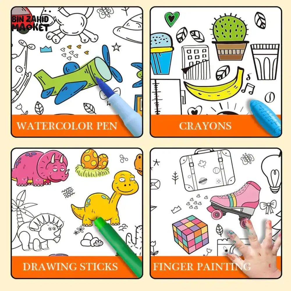 KIDS DIY DRAWING PAPER ROLL SHEET + FREE MARKERS