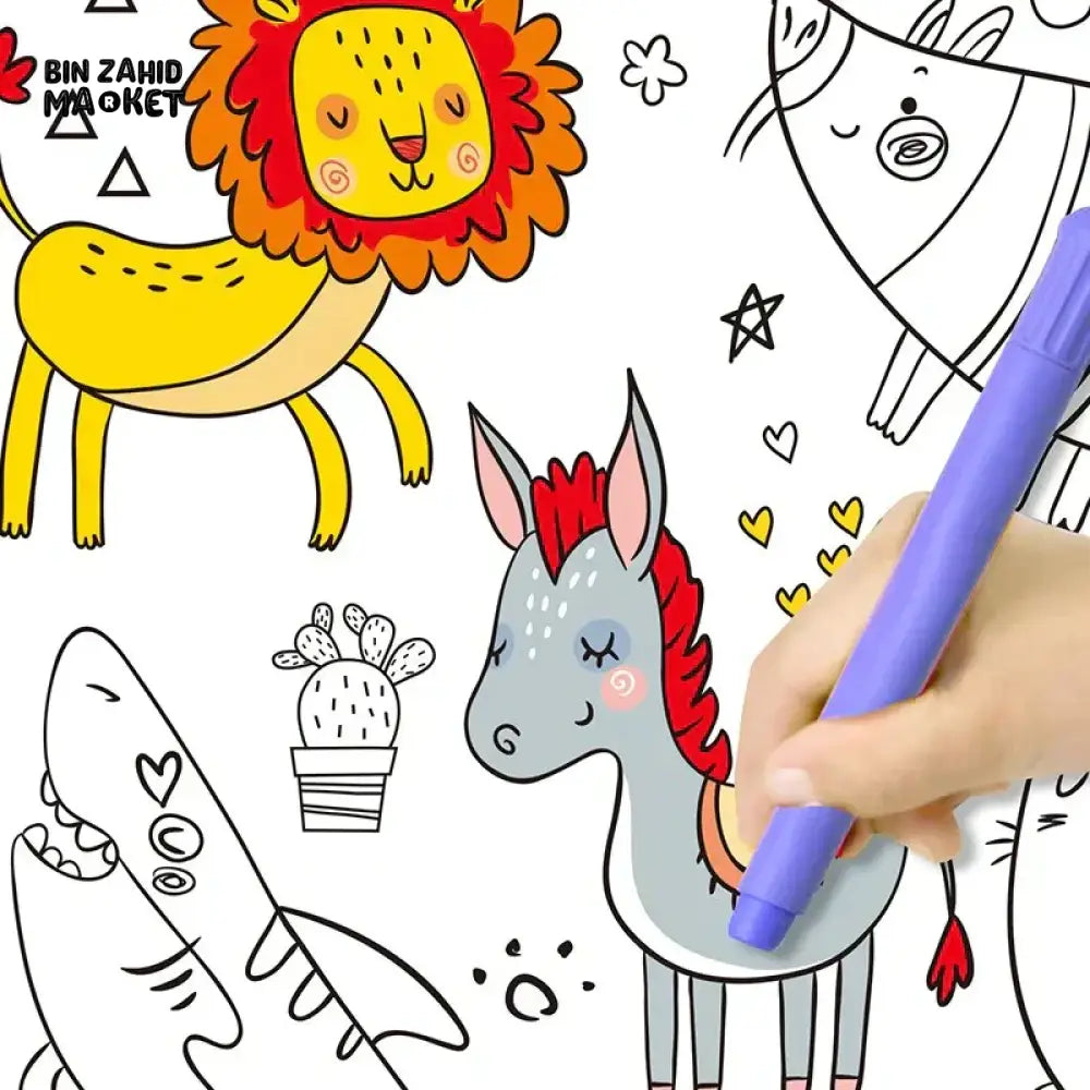 KIDS DIY DRAWING PAPER ROLL SHEET + FREE MARKERS