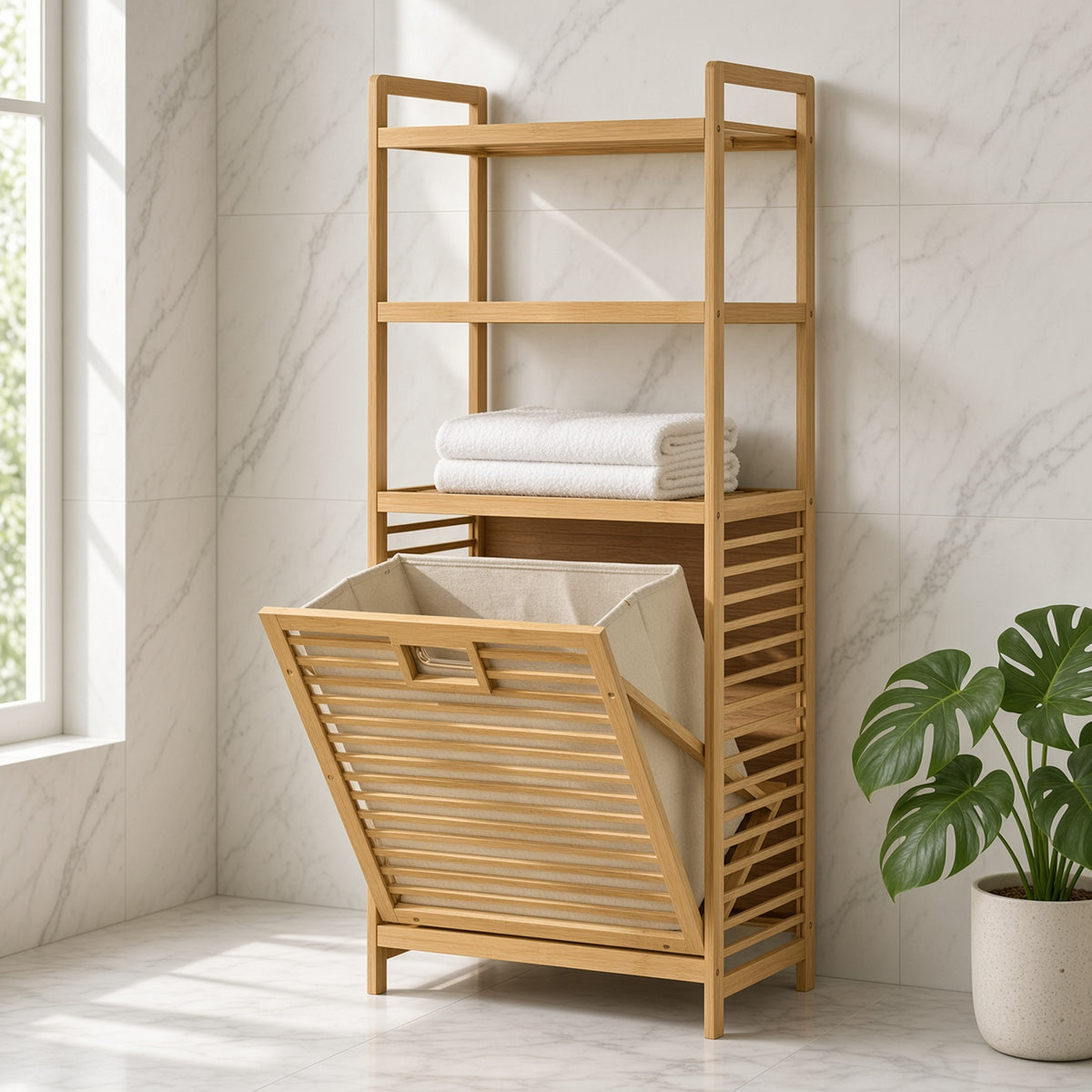 Homdelux Bamboo Laundry Basket - 3 Tiers