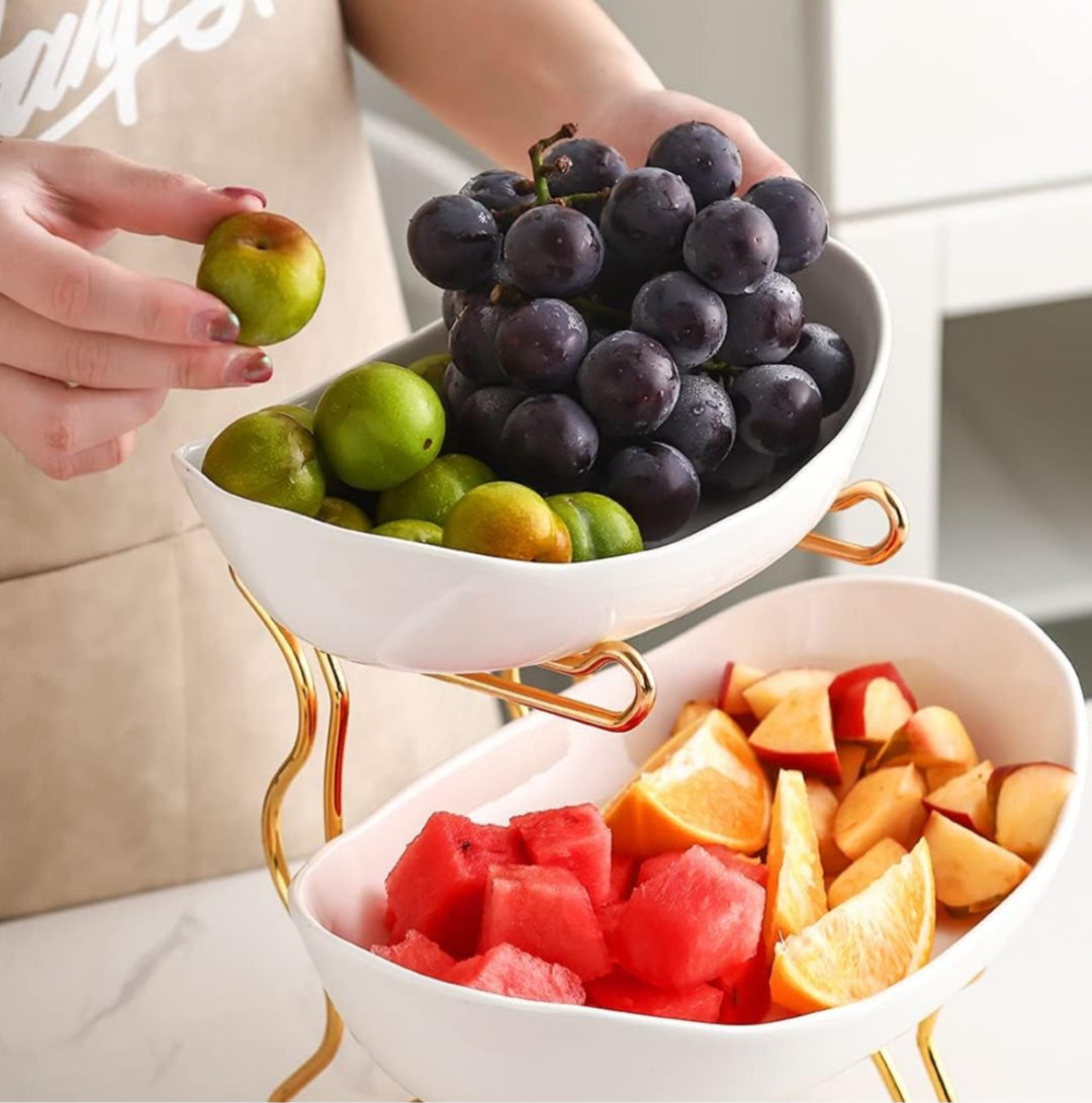 2 LAYERS CERAMIC FRUIT PLATTER