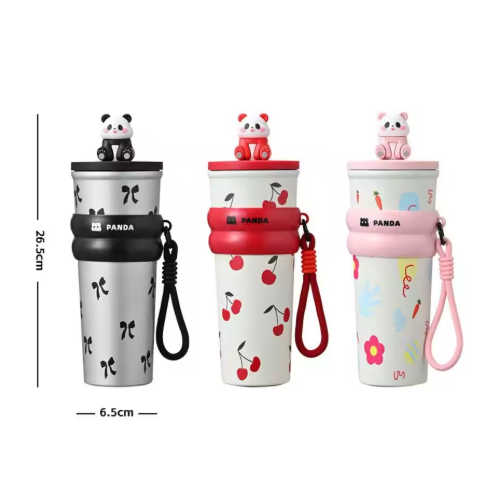 CARTOON PANDA THERMOS – STAINLESS STEEL VACUUM FLASK WITH LIFTING ROPE DIRECT DRINKING CUP & GIFT FOR STUDENTS