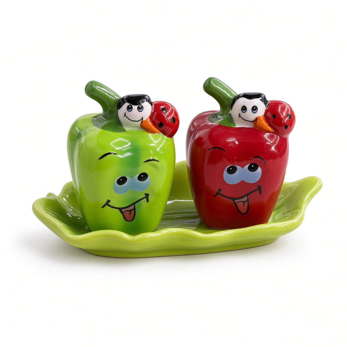 Kitchlux Ceramic Salt and Pepper Shakers - Cartoon Chillies