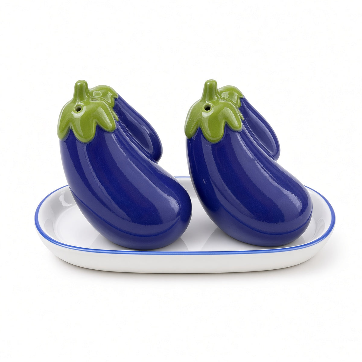Kitchlux Ceramic Salt and Pepper Shakers - Eggplant Blue