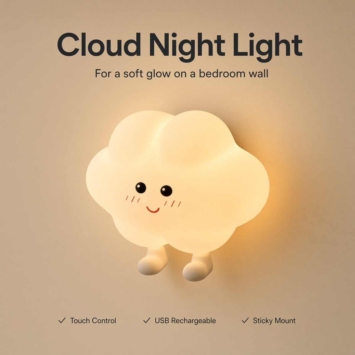 Lightora USB Rechargeable Night Light - Cloud