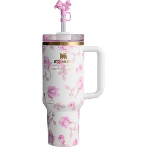 STANLEY X LOVE SHACK FANCY TUMBLER QUENCHER 40OZ RIBBON ROSA