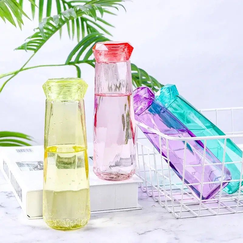 DIAMOND GLASS WATER BOTTLE 450ML