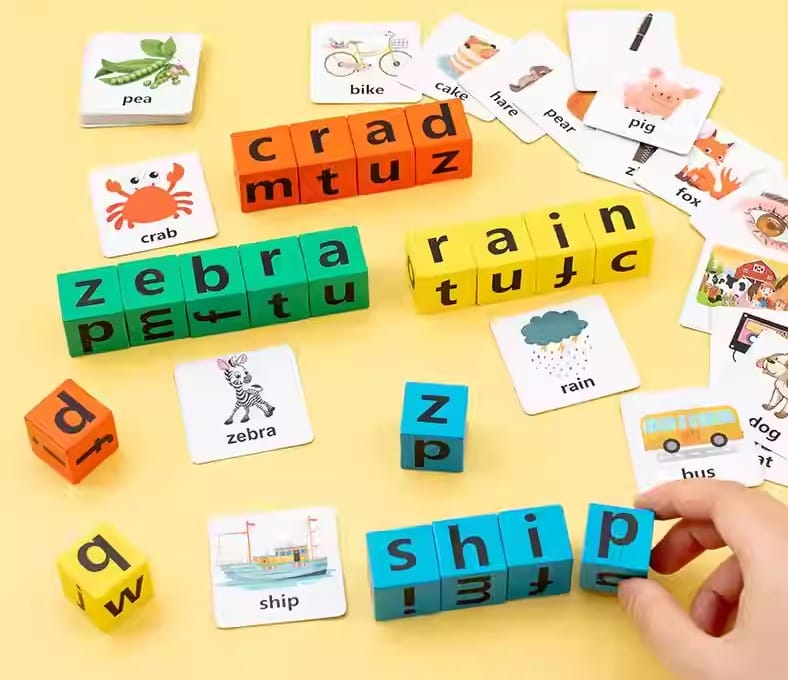 WOODEN SPELLING BLOCKS LEARNING GAME SET
