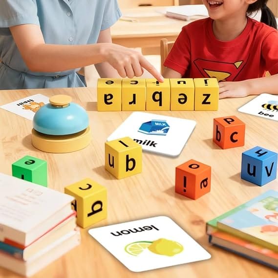 WOODEN SPELLING BLOCKS LEARNING GAME SET