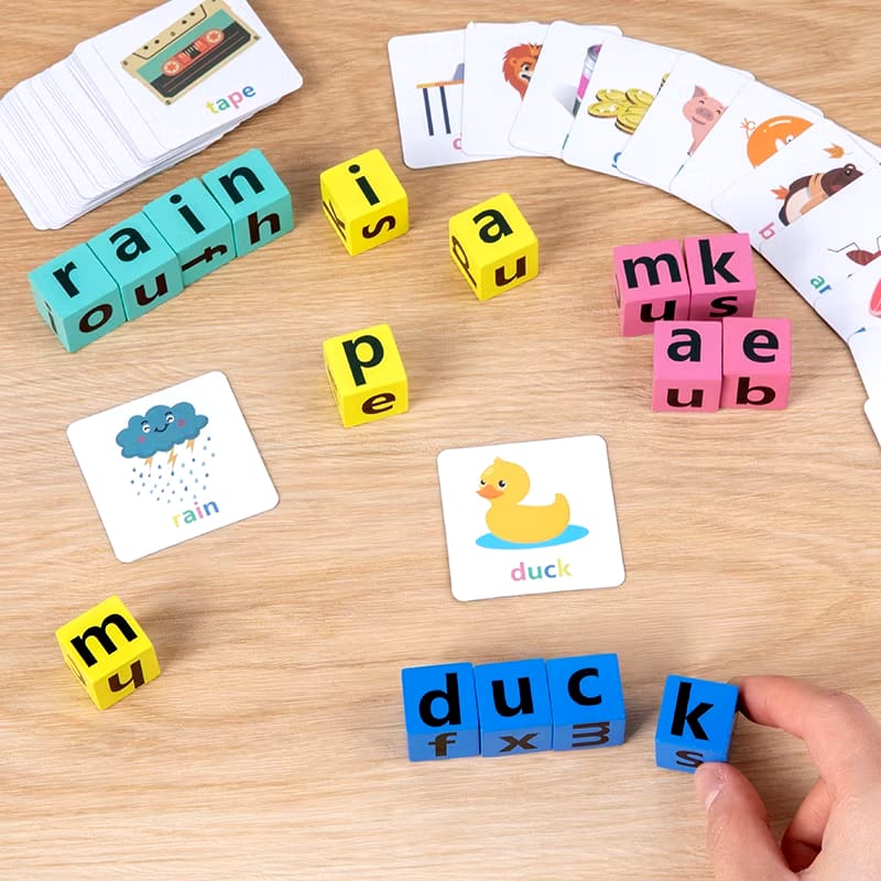 WOODEN SPELLING BLOCKS LEARNING GAME SET