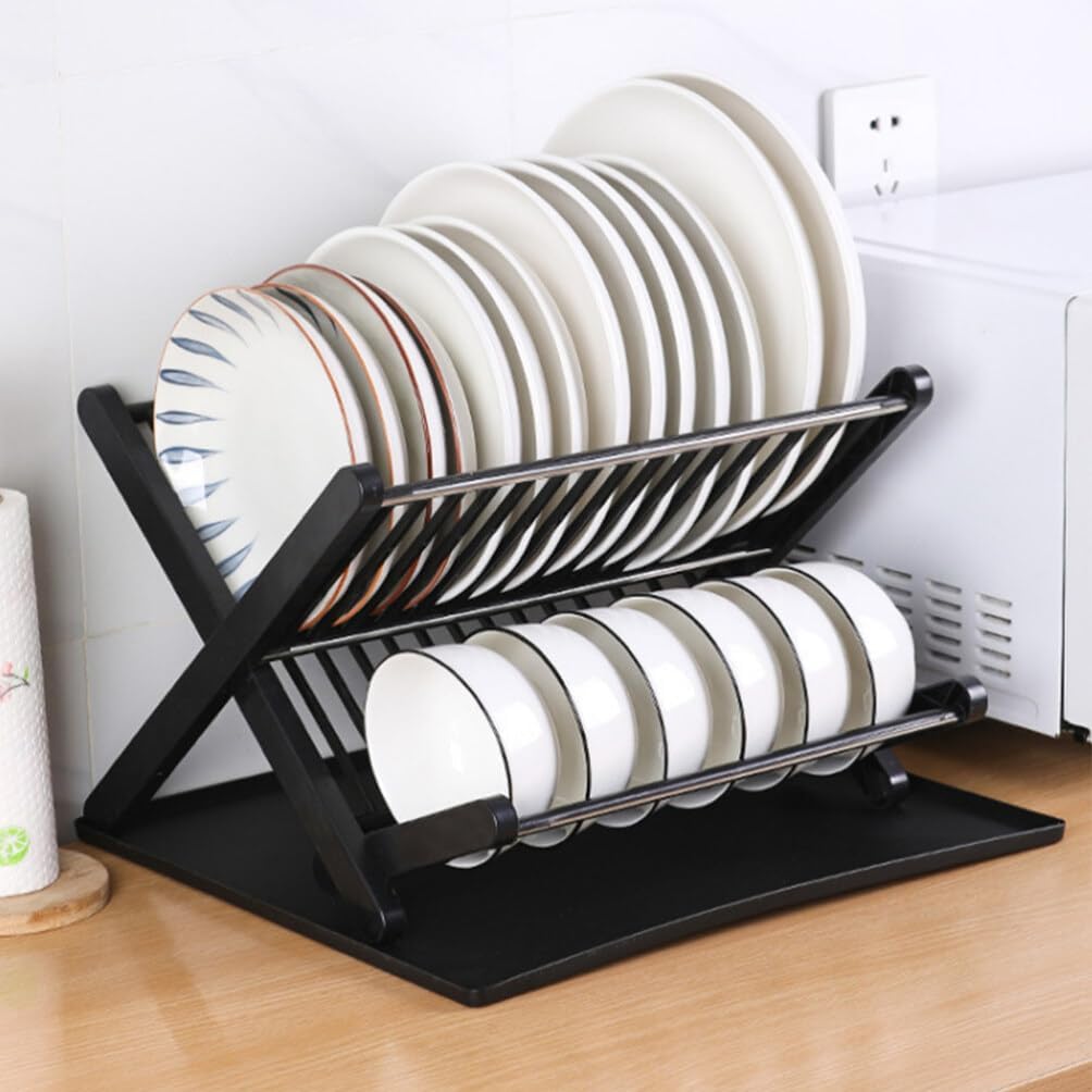 2-TIER FOLDABLE KITCHEN DISH DRYING RACK
