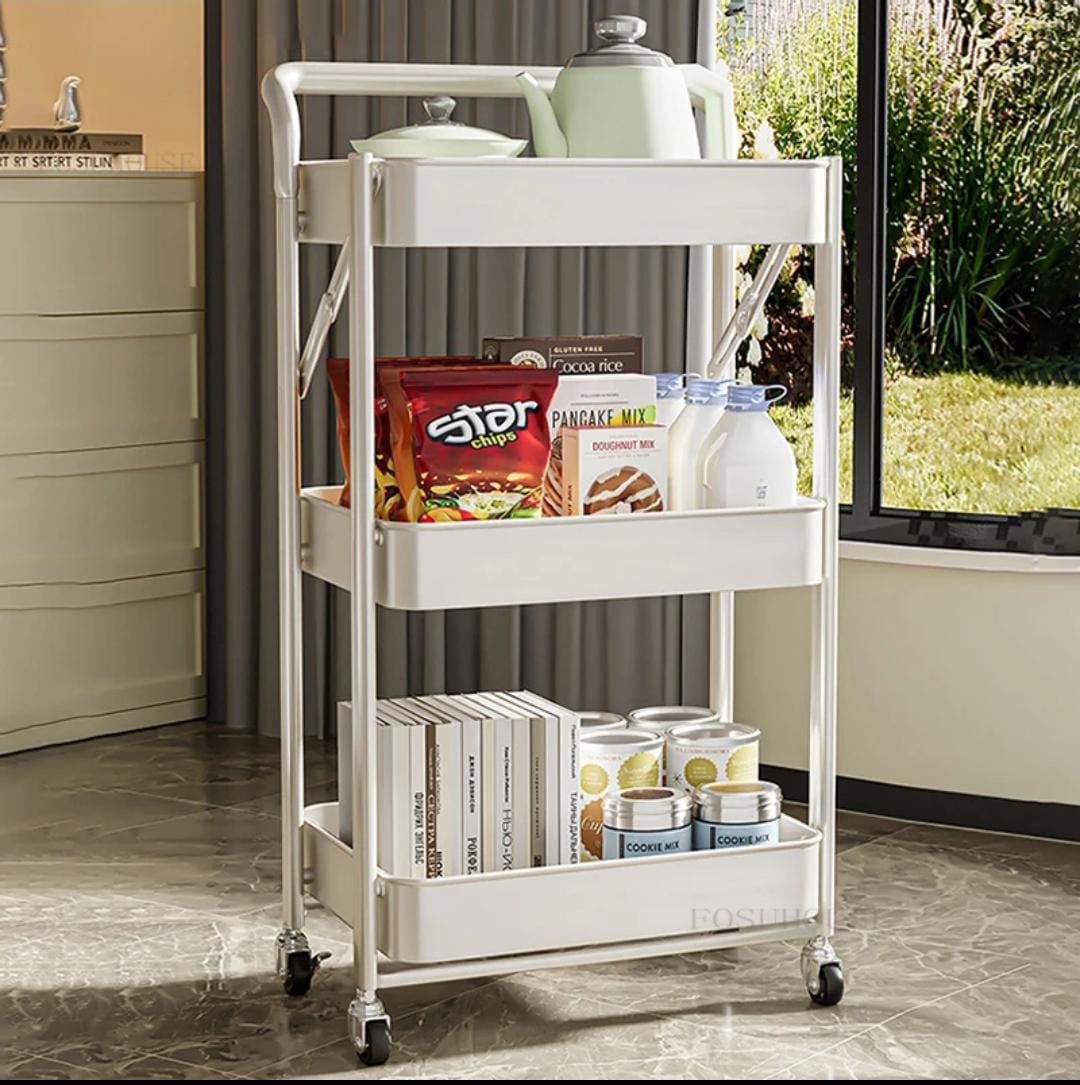 Foldable Metal Trolley By Matrix White