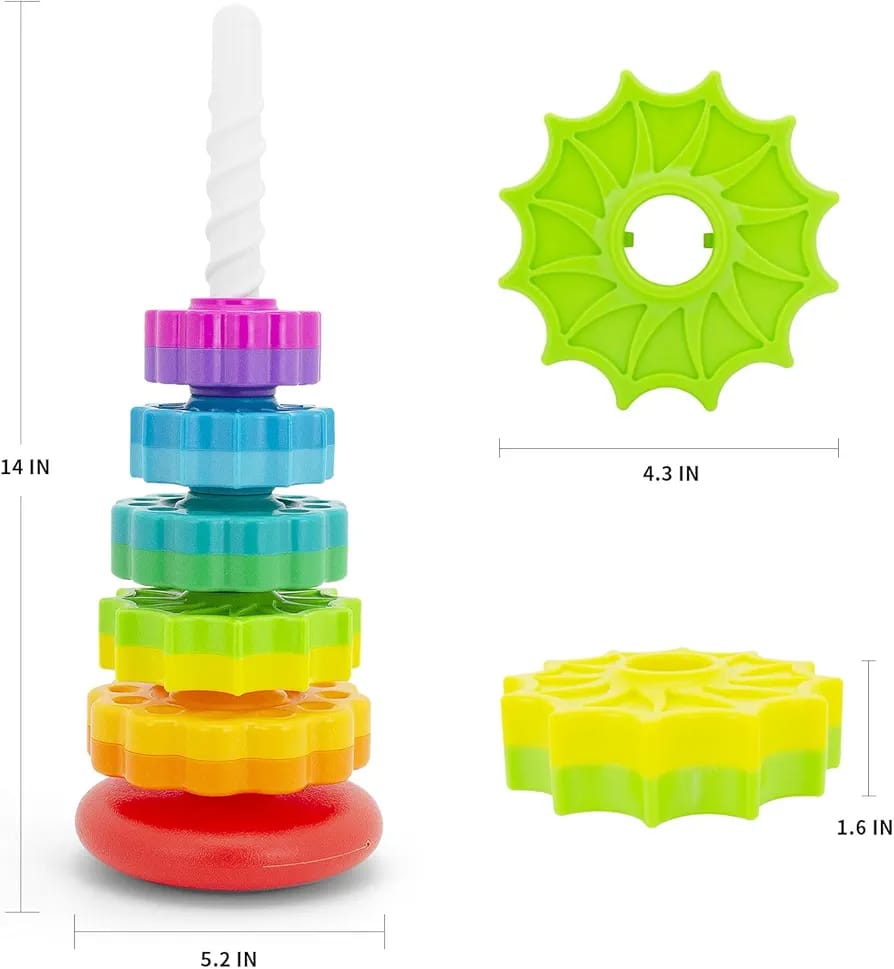 RAINBOW SPIN &amp; STACK RING TOWER TOY