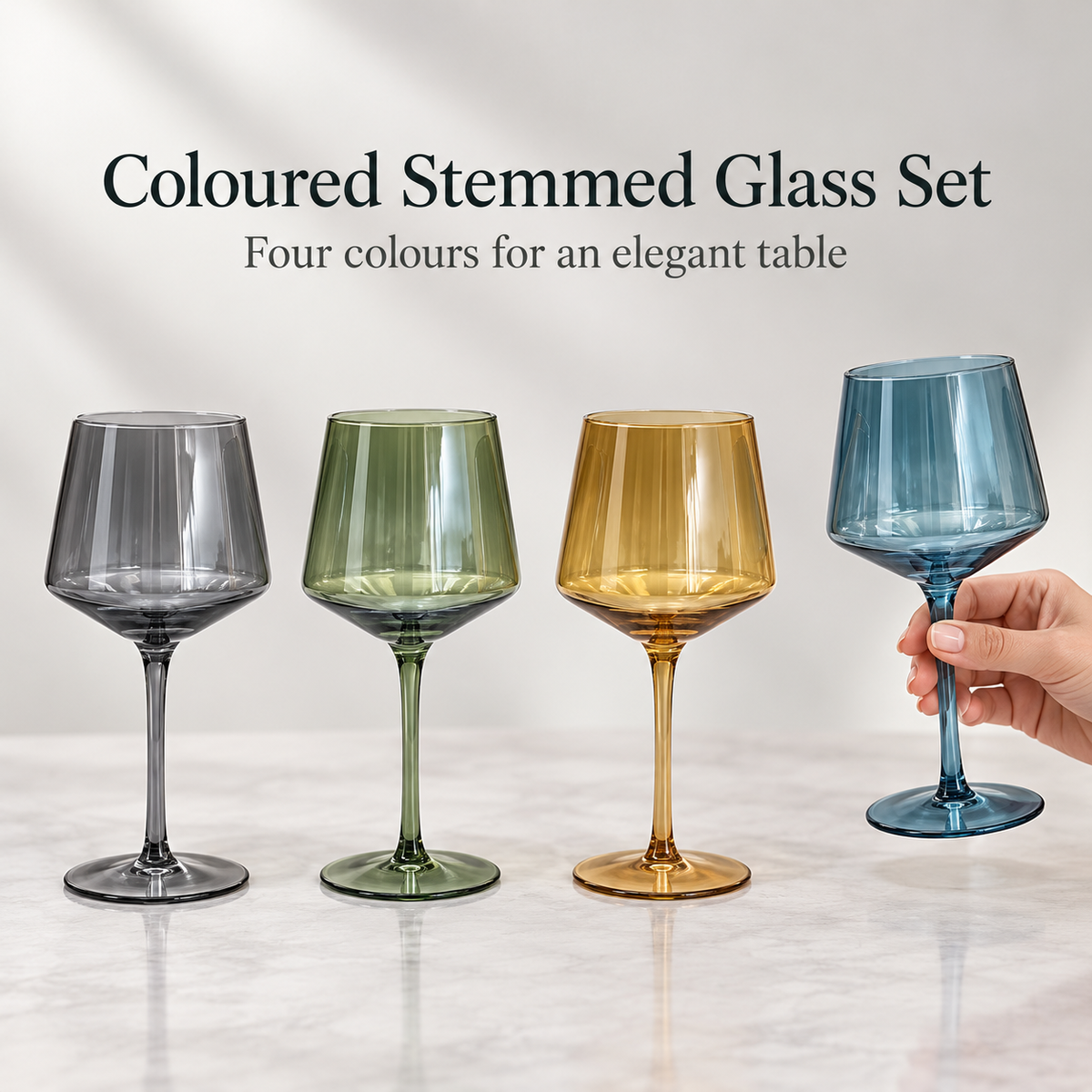 Danny Home 4 Piece Coloured Goblet Set - 450 ml