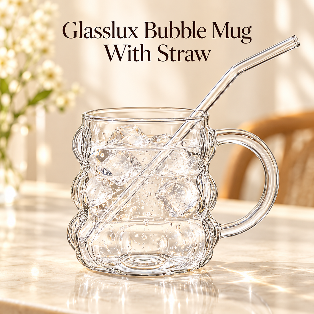 Glasslux Bubble Mug With Straw - 350 ml