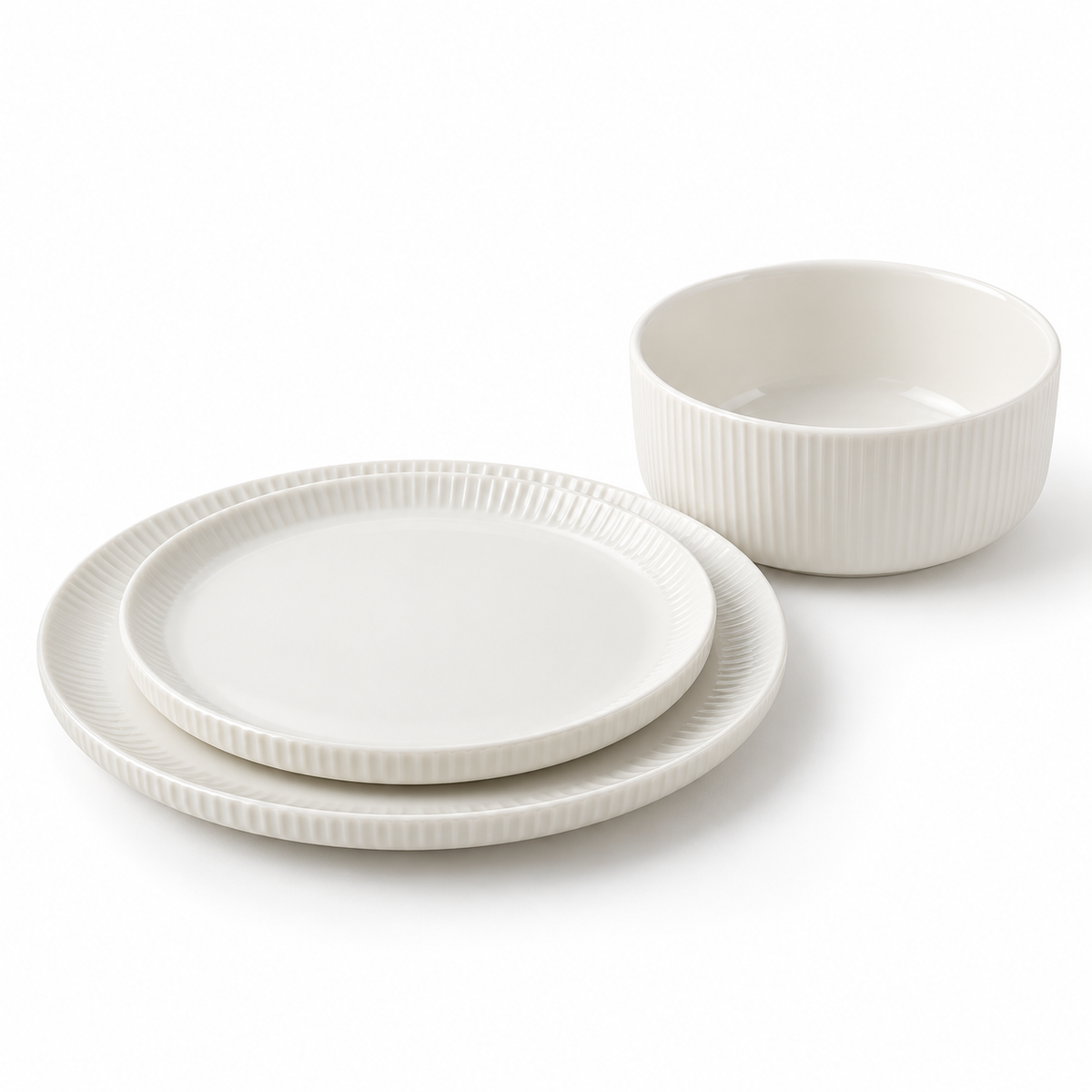 Danny Home 12 Piece Ribbed Bowl And Plate Set