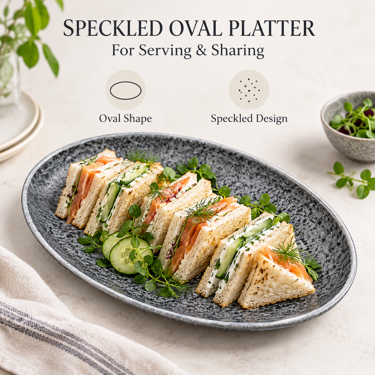 Danny Home Speckled Oval Platter - 8 Inches