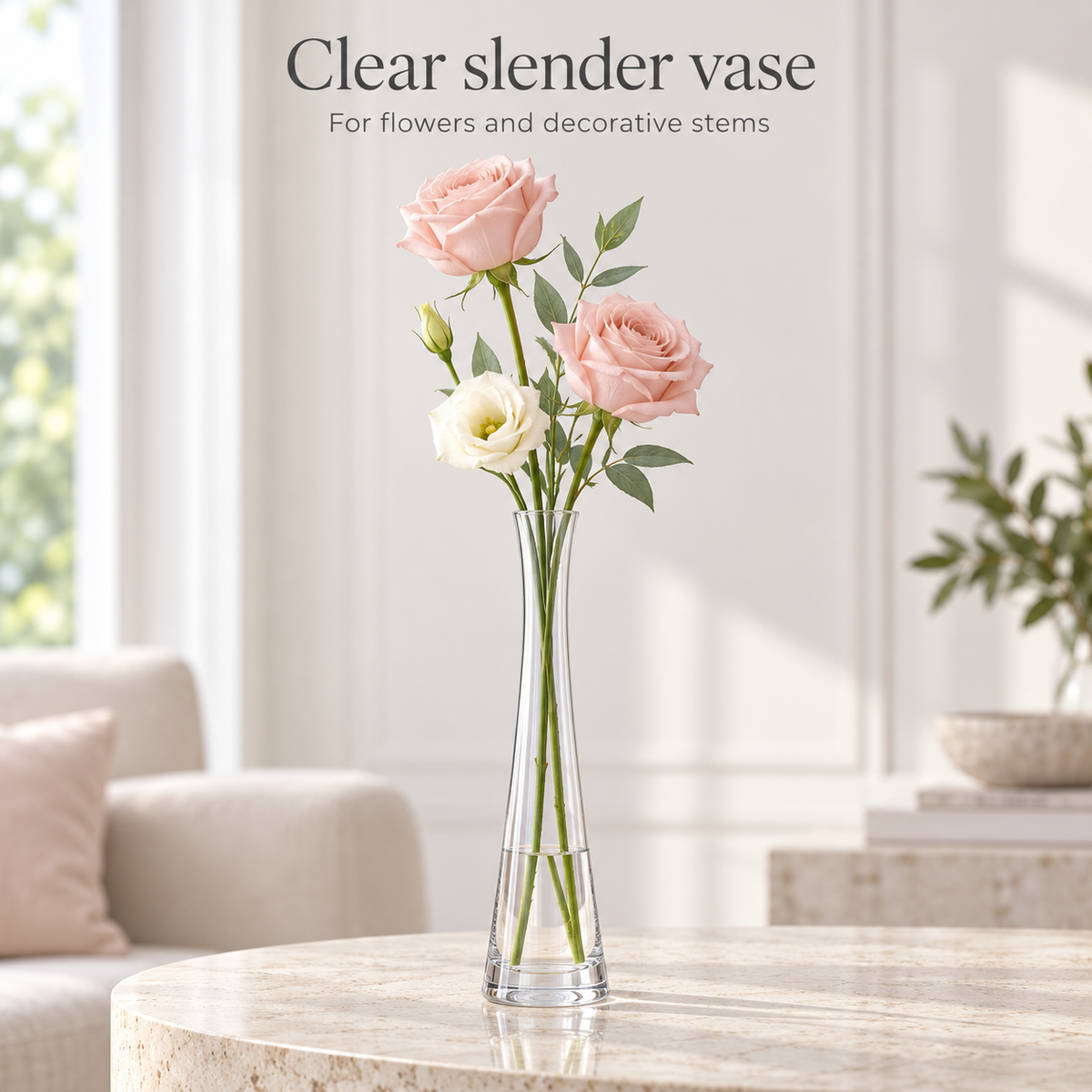 Danny Home Clear Slender Vase - 4.2x27.1x7.8cm