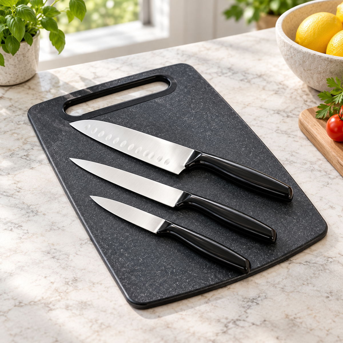 Danny Home Kitchen Knife And Cutting Board Set - 3 Pieces