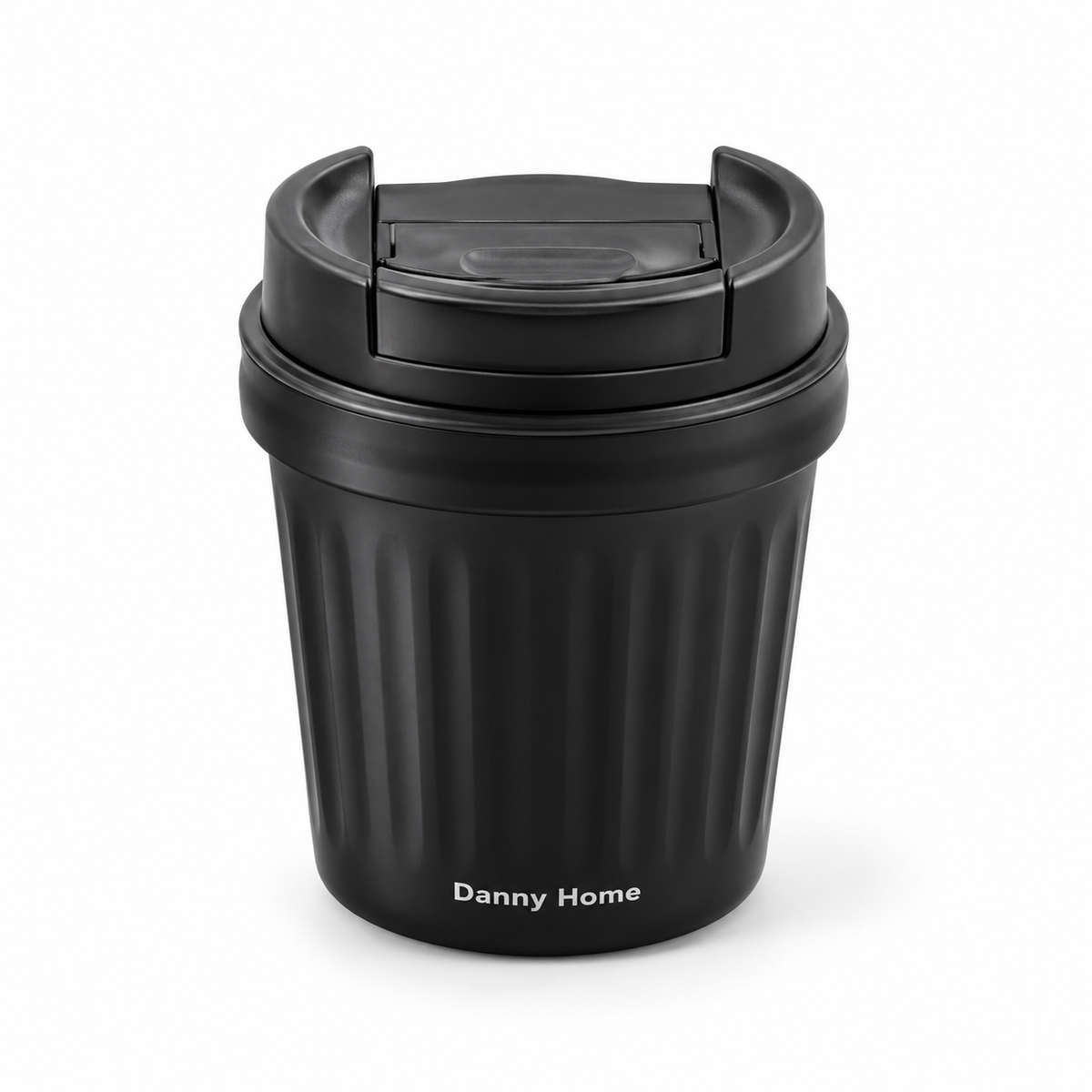Danny Home Compact Black Ribbed Travel Cup - 300ml