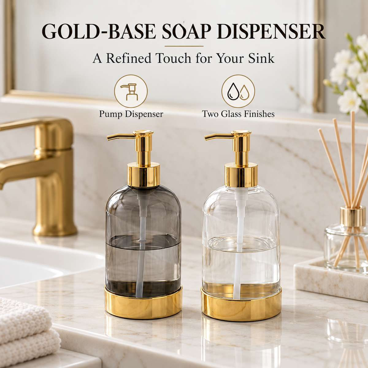 Gold Base Soap Dispenser - 1 Piece